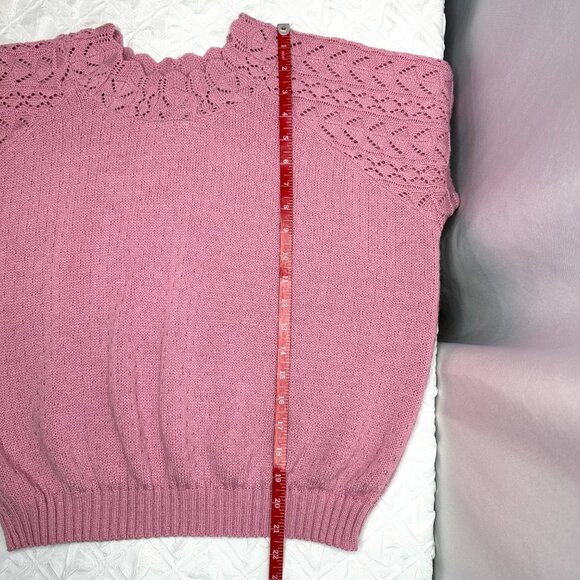 Vintage Haband! Short Sleeve Sweater Coquette Knit Details, Large **See photos** - Picture 3 of 6